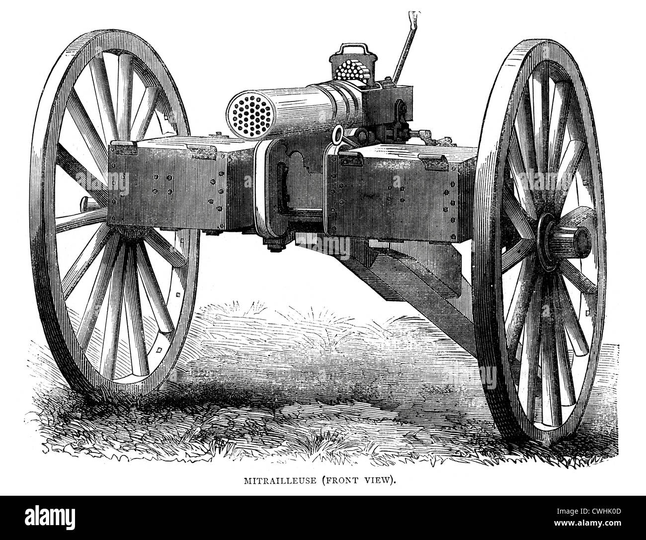 Une mitrailleuse, les Français 25 le baril "Canon à Balles', mieux connu sous le nom de mitrailleuse Reffye, a été adopté dans le plus grand secret en Banque D'Images