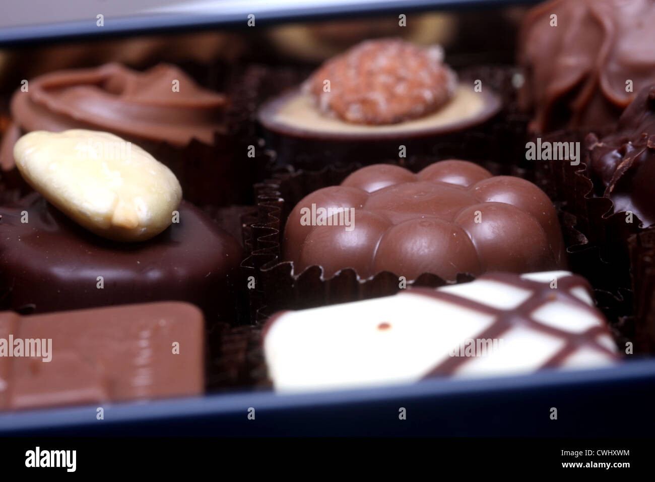 Avec boîte de chocolats Banque D'Images