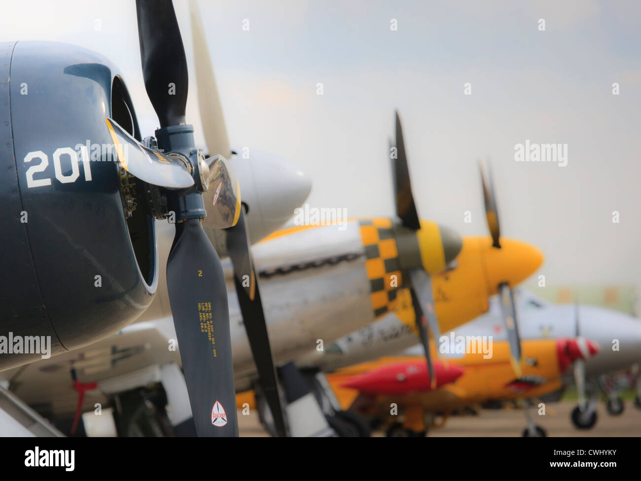 Les lames de l'hélice Vue de côté d'avions de ligne à Duxford Airshow Banque D'Images