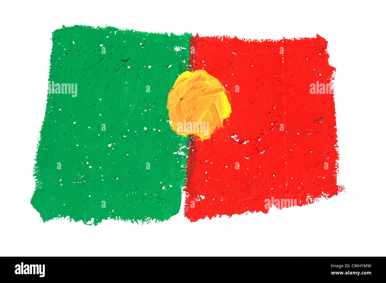 Image de l'indicateur national portugais peints sur un fond blanc. Banque D'Images
