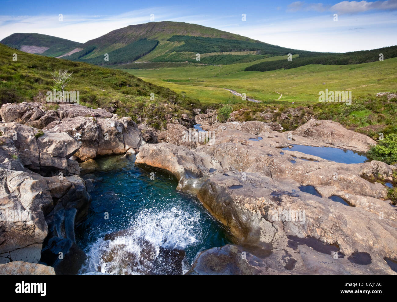 Les montagnes près de la Fée Piscines à Glen cassantes sur l'île de Skye en Ecosse, Royaume-Uni Banque D'Images