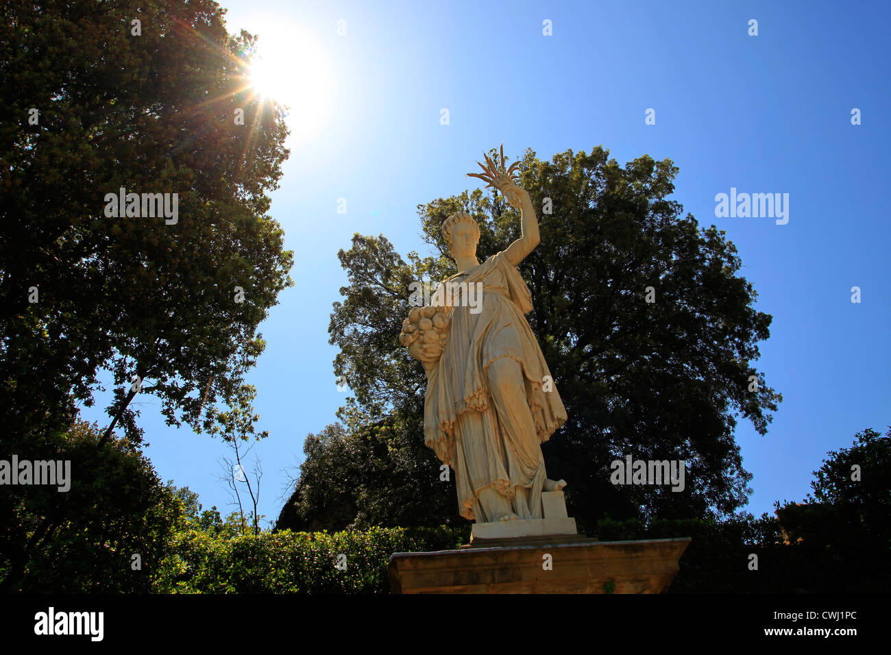 Italie, Toscane, Florence, le jardin de Boboli, Abbondanza statue Banque D'Images