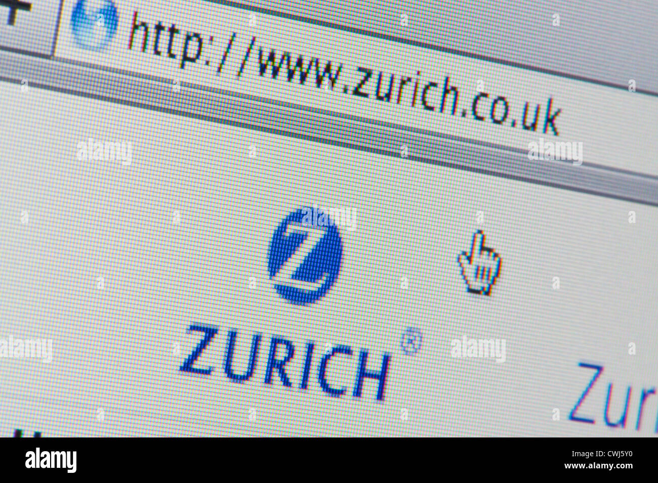 Close up de la Zurich Insurance Group logo tel que vu sur le site web. (Usage éditorial uniquement : -Print, télévision, e-book et le comité éditorial du site). Banque D'Images