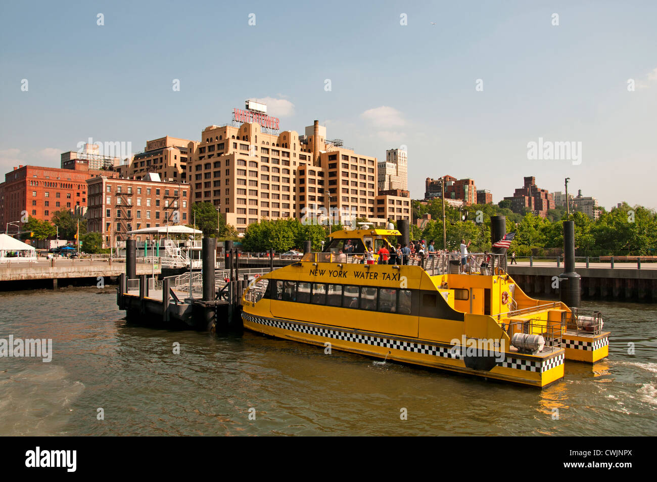 Fulton Ferry Landing Brooklyn Bridge East River, New York City United States Banque D'Images