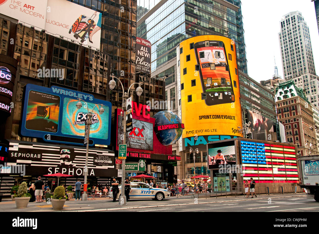 Times Square Broadway New York City Theatre Music, Times Square est un quartier de divertissements et d'affaires de New York City, aux États-Unis. Banque D'Images