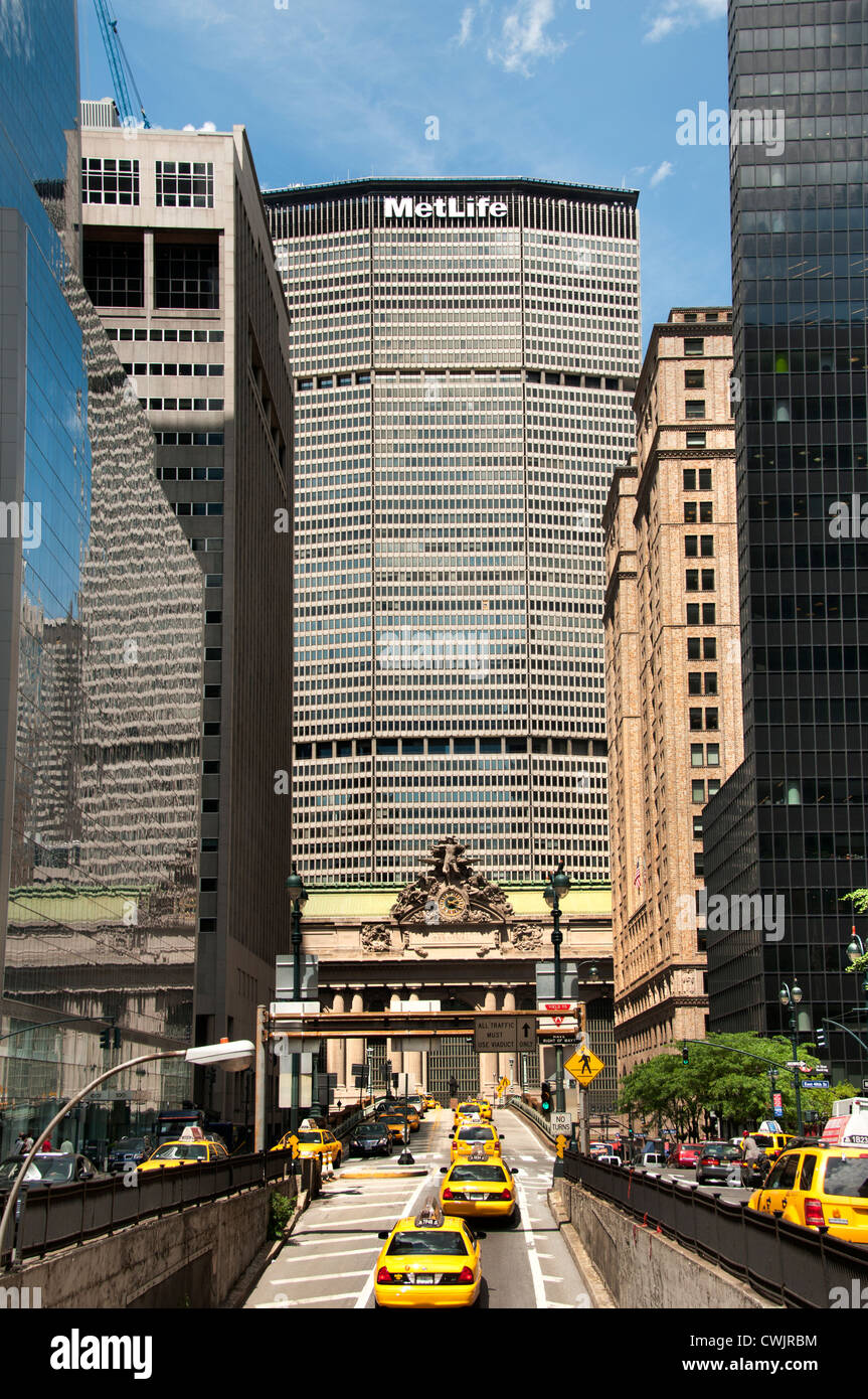 Le MetLife Building skyscraper Park Avenue de la gare Grand Central Terminal de Manhattan Midtown New York City Banque D'Images