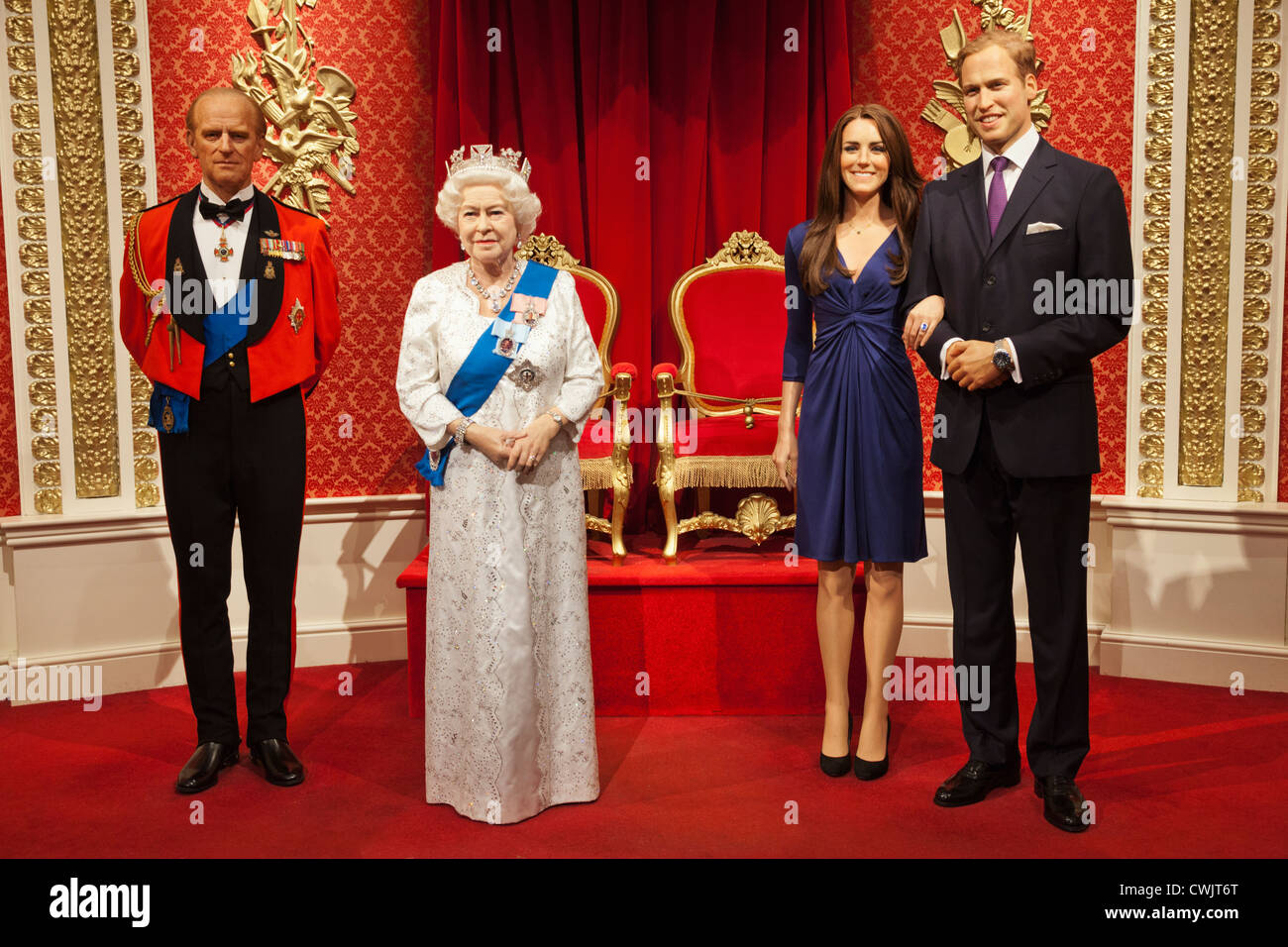 L'Angleterre, Londres, de cire Madame Tussauds, l'affichage des membres de la famille royale britannique Banque D'Images