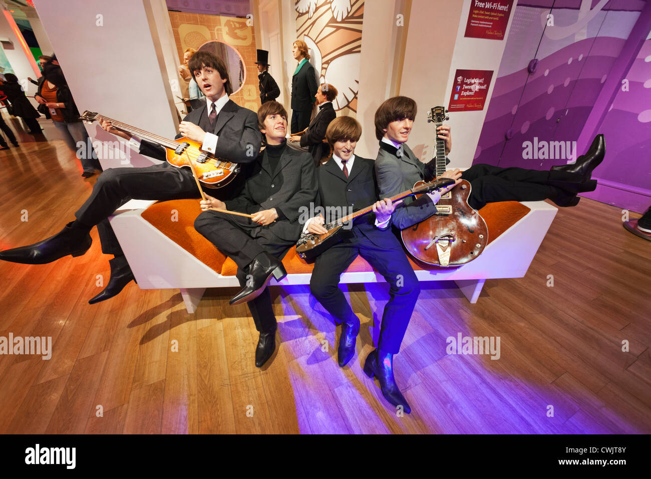 L'Angleterre, Londres, Madame Tussauds, affichage de cire des Beatles Banque D'Images