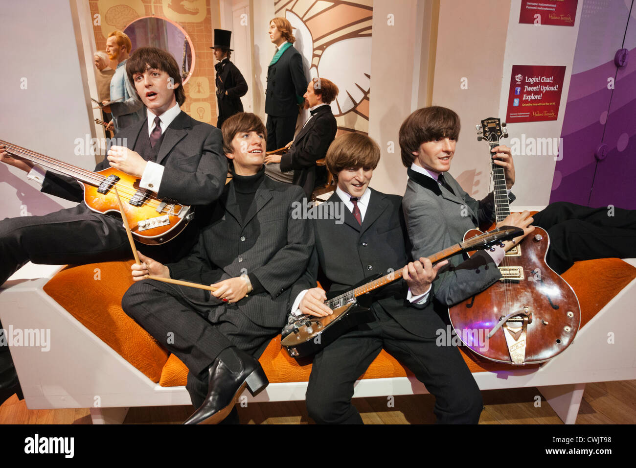 L'Angleterre, Londres, Madame Tussauds, affichage de cire des Beatles Banque D'Images