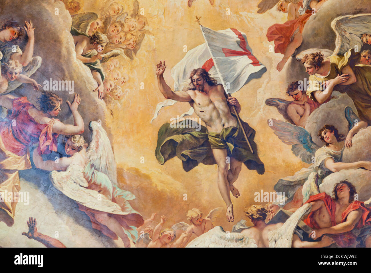 L'Angleterre, Londres, Chelsea, l'Hôpital Royal, la Chapelle, la peinture de la résurrection par Sebastiano Ricci daté 1714 Banque D'Images