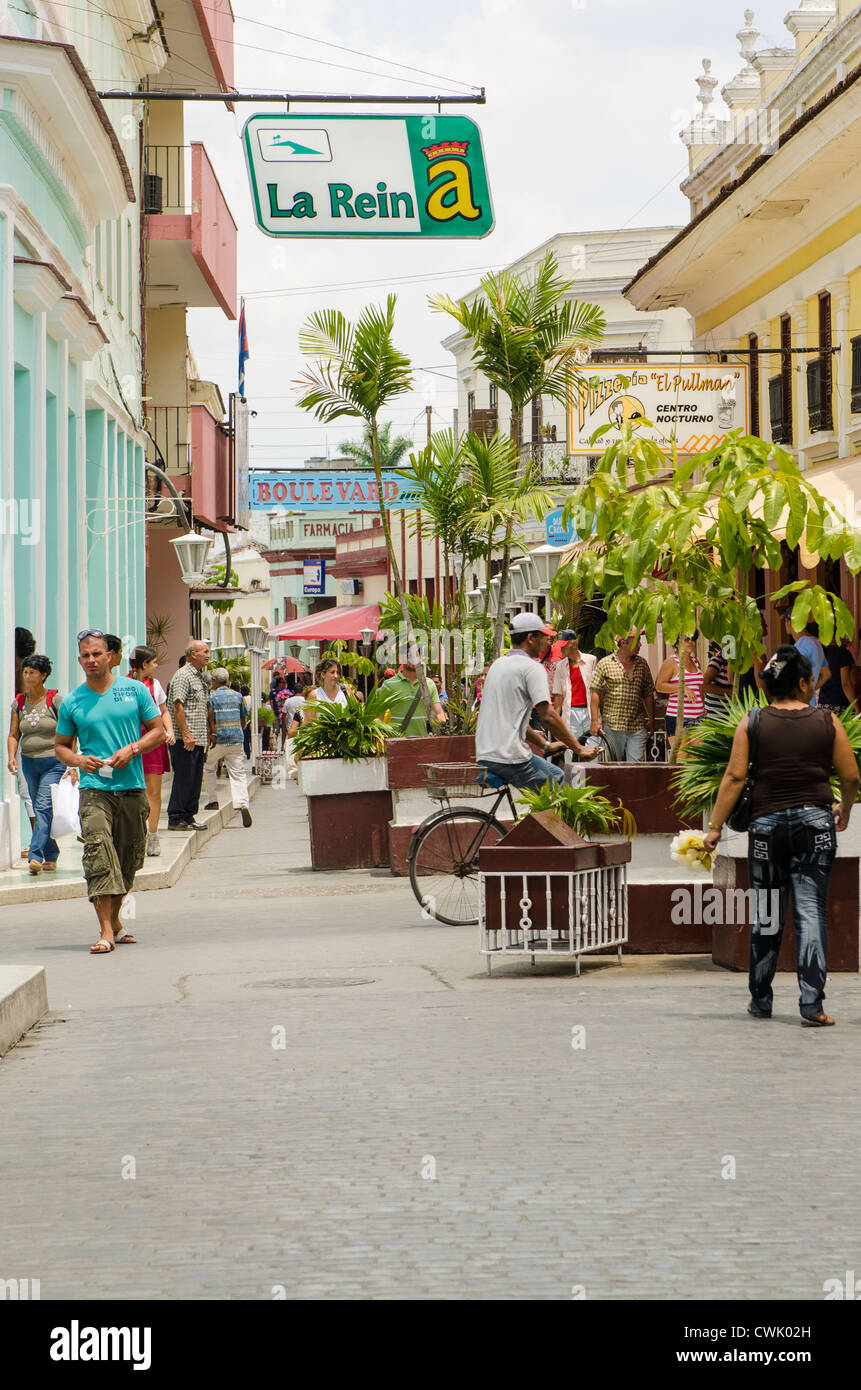 Le Boulevard Shopping district, Santa Clara, Cuba. Banque D'Images