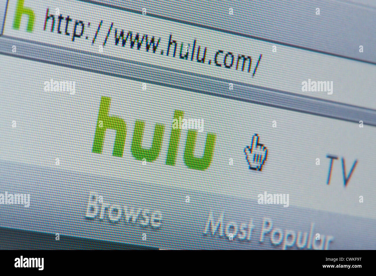 De près de l'logo Hulu comme vu sur son site web. (Usage éditorial uniquement : -Print, télévision, e-book et le comité éditorial du site). Banque D'Images