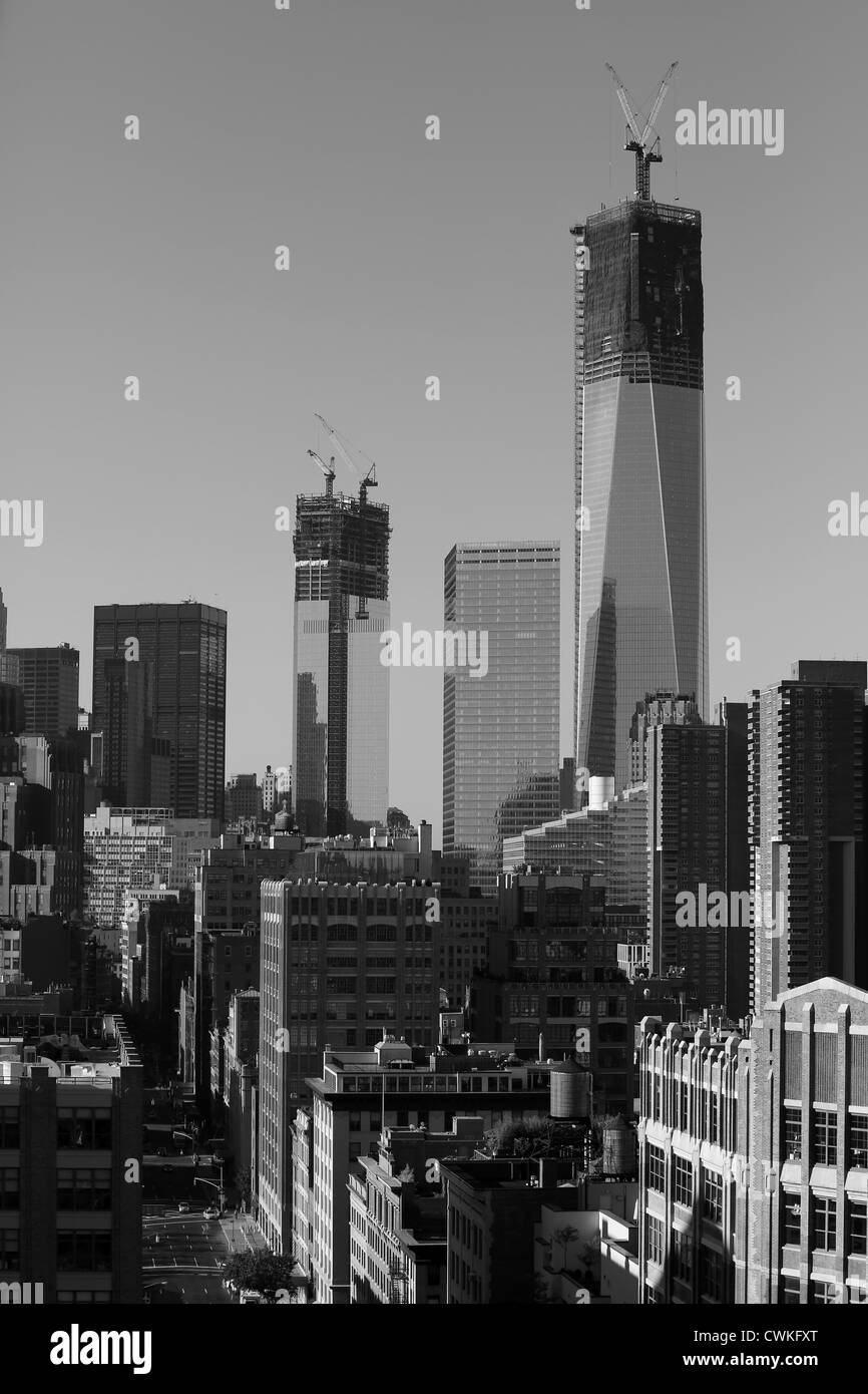 Organisation mondiale du commerce une autre en construction, la ville de New York. Août, 30,2012. Avis de Hudson et Canal Streets, regardant vers le sud. Banque D'Images