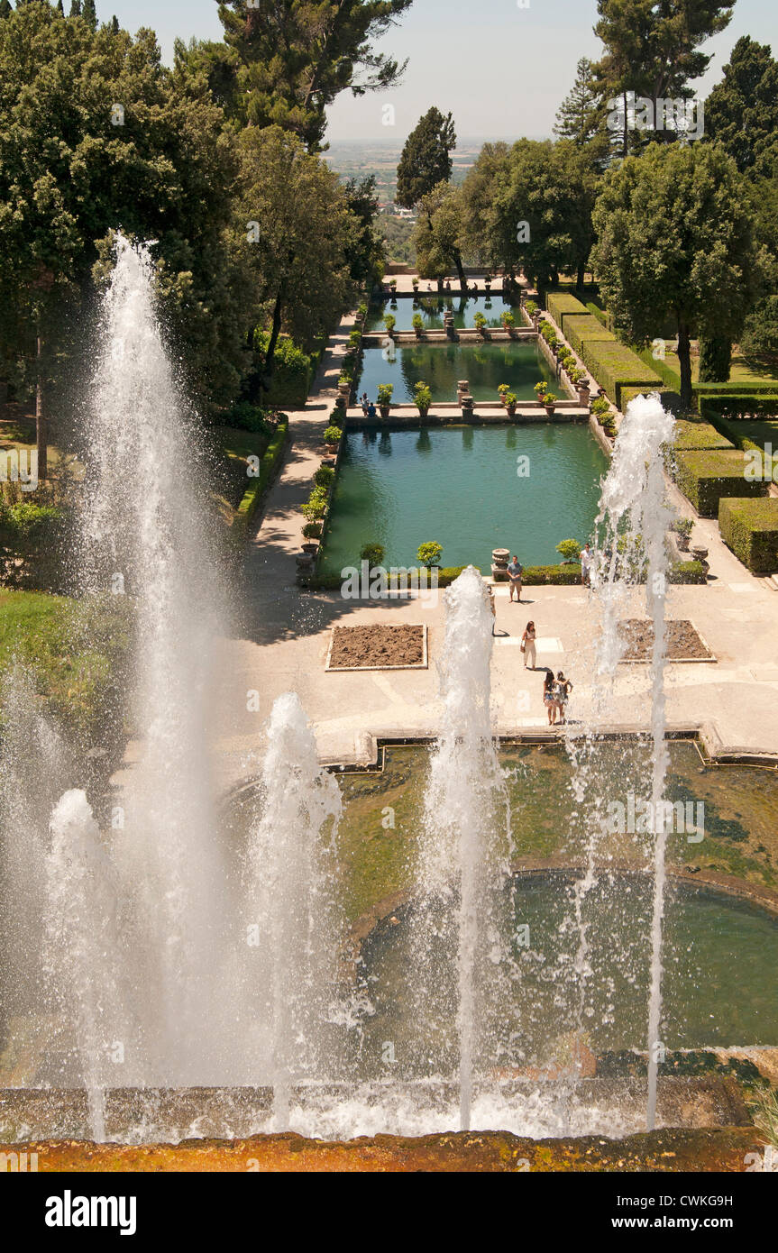 Fontaines du renaissance jardins de la Villa d'Este, Tivoli, près de Rome, Italie, Europe Banque D'Images