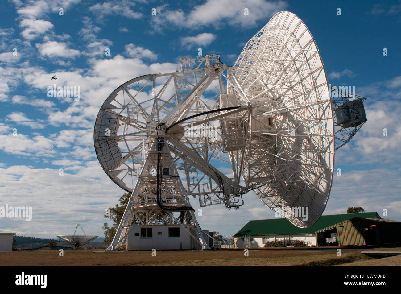 L'Université de Tasmanie radio telescope à Cambridge près de Hobart, Tasmanie, Australie Banque D'Images