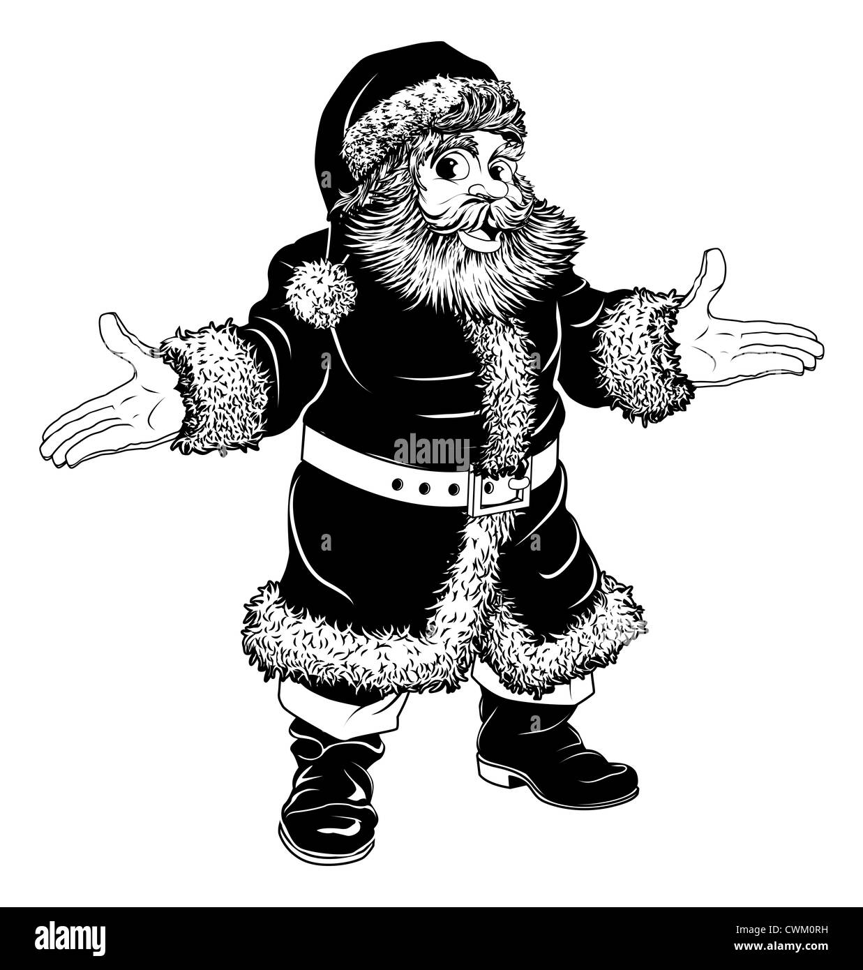 Illustration d'un noir et blanc Noël Le Père Noël Banque D'Images