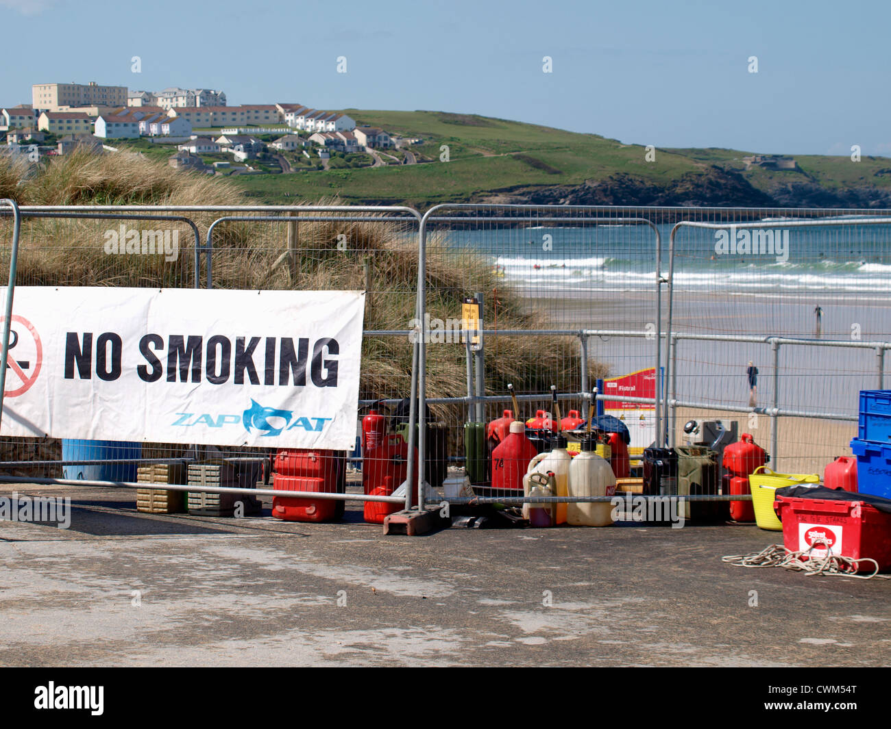 Point de ravitaillement, la plage de Fistral Zapcat Grand Prix 2011, Cornwall, UK Banque D'Images