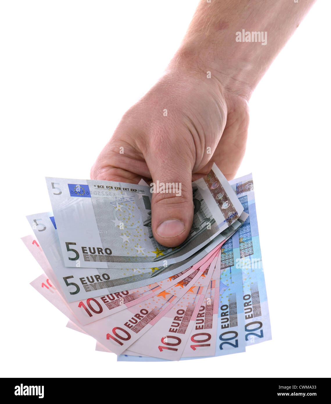 Hand holding euro bank notes Banque D'Images