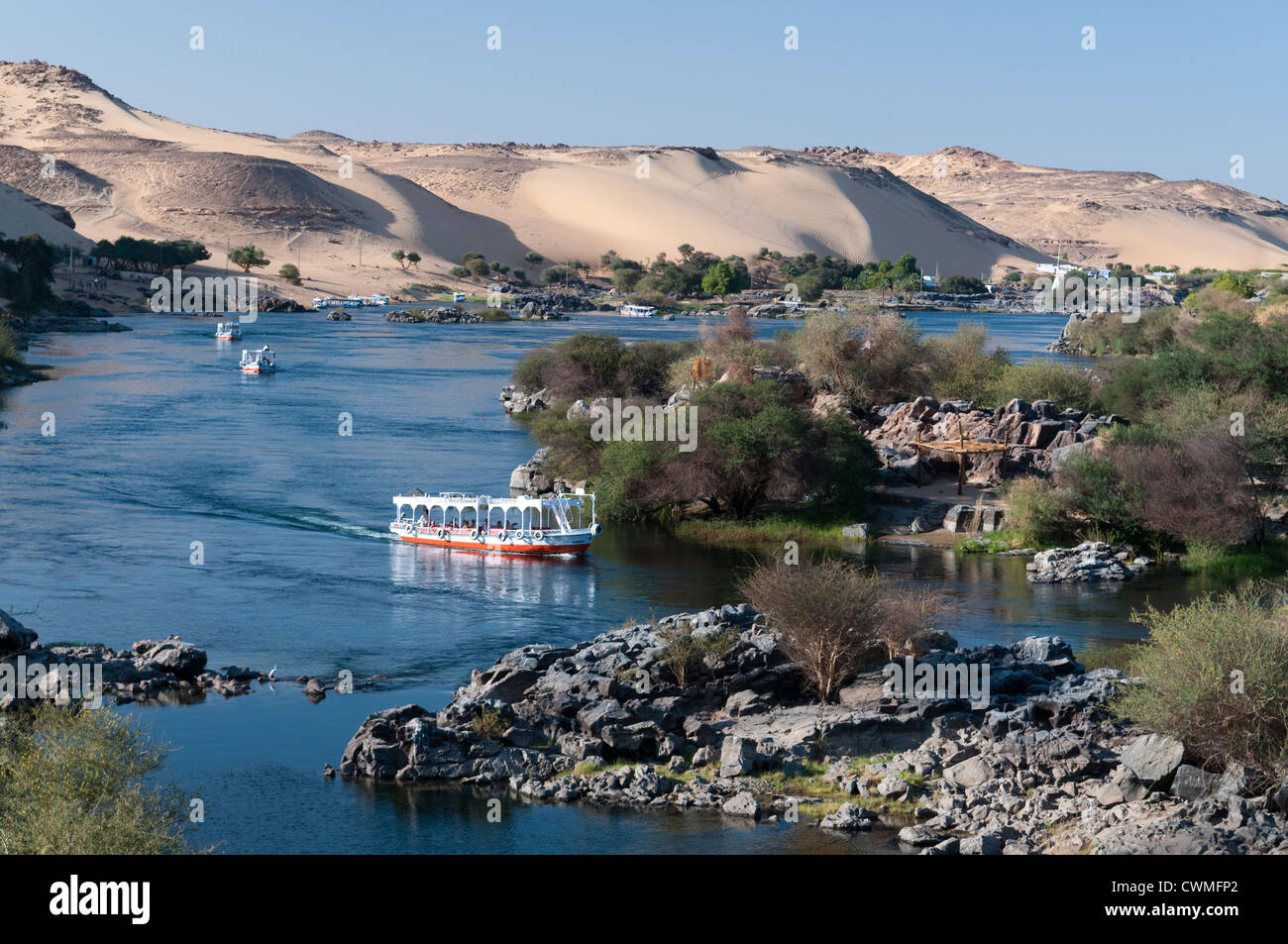 Vue du Gharb Soheil Nubian Village sur la rive ouest du Nil à Assouan Egypte suivant Banque D'Images