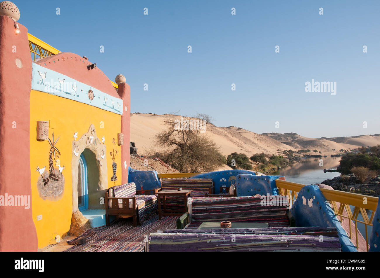 Gharb Soheil Nubian Village sur la rive ouest du Nil à Assouan Egypte suivant Banque D'Images