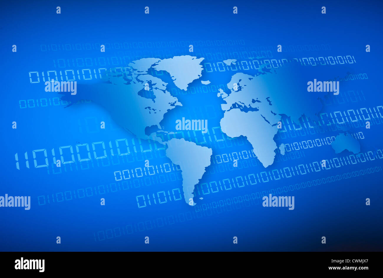 Carte du monde et un code binaire Photo Stock - Alamy