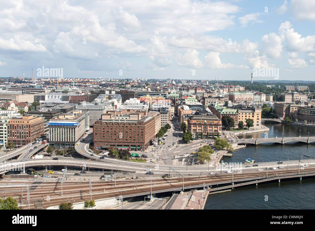 Vue sur l'architecture historique tour à Stockholm, Suède Banque D'Images