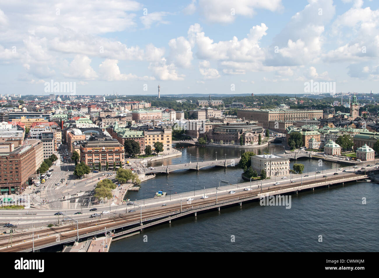 Vue sur l'architecture historique tour à Stockholm, Suède Banque D'Images