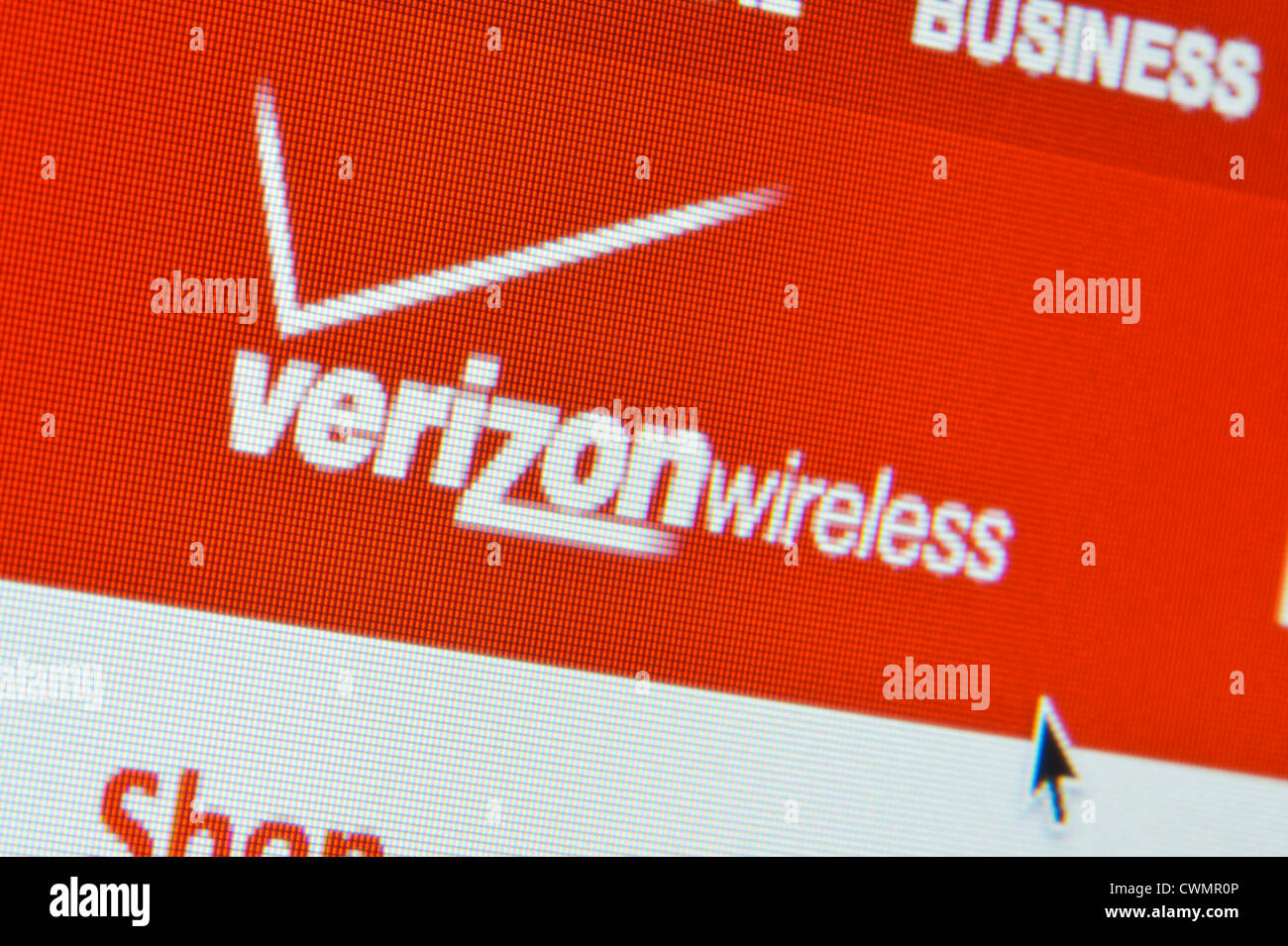 Close up de Verizon Wireless logo tel que vu sur son site web. (Usage éditorial uniquement : -Print, télévision, e-book et le comité éditorial du site). Banque D'Images