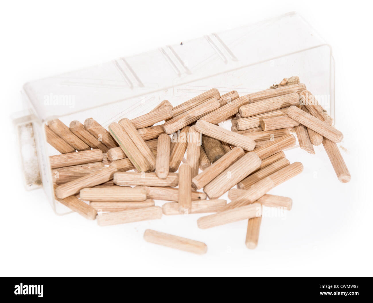 Chevilles dans un fort isolé sur fond blanc Banque D'Images