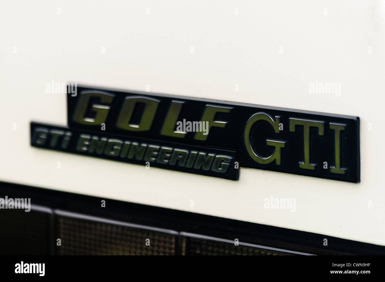 Badge sur une Volkswagen Golf GTI Mk 1 Banque D'Images