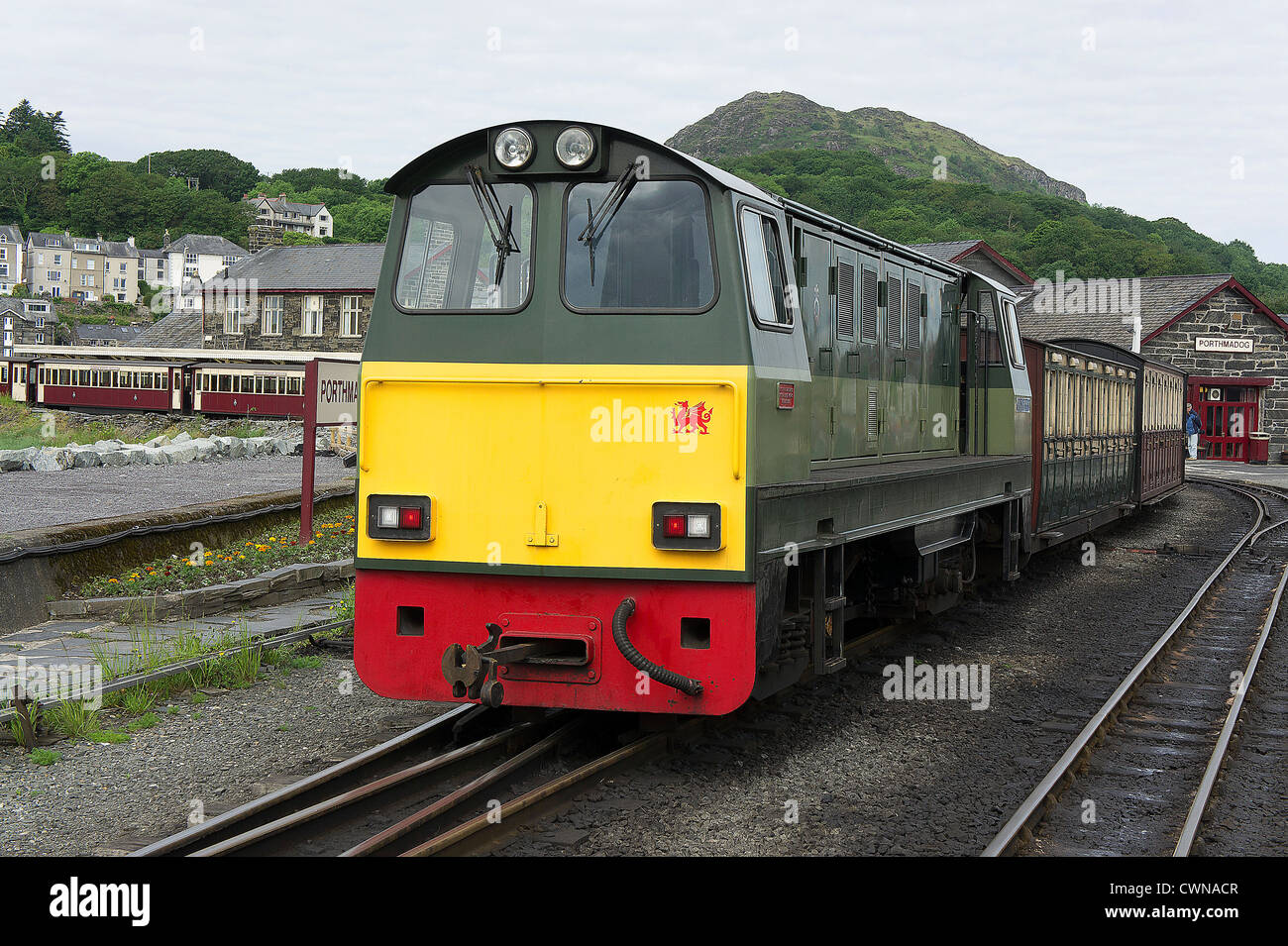 L'unité de diesel du patrimoine à la cour à porthmadoc Wales Banque D'Images
