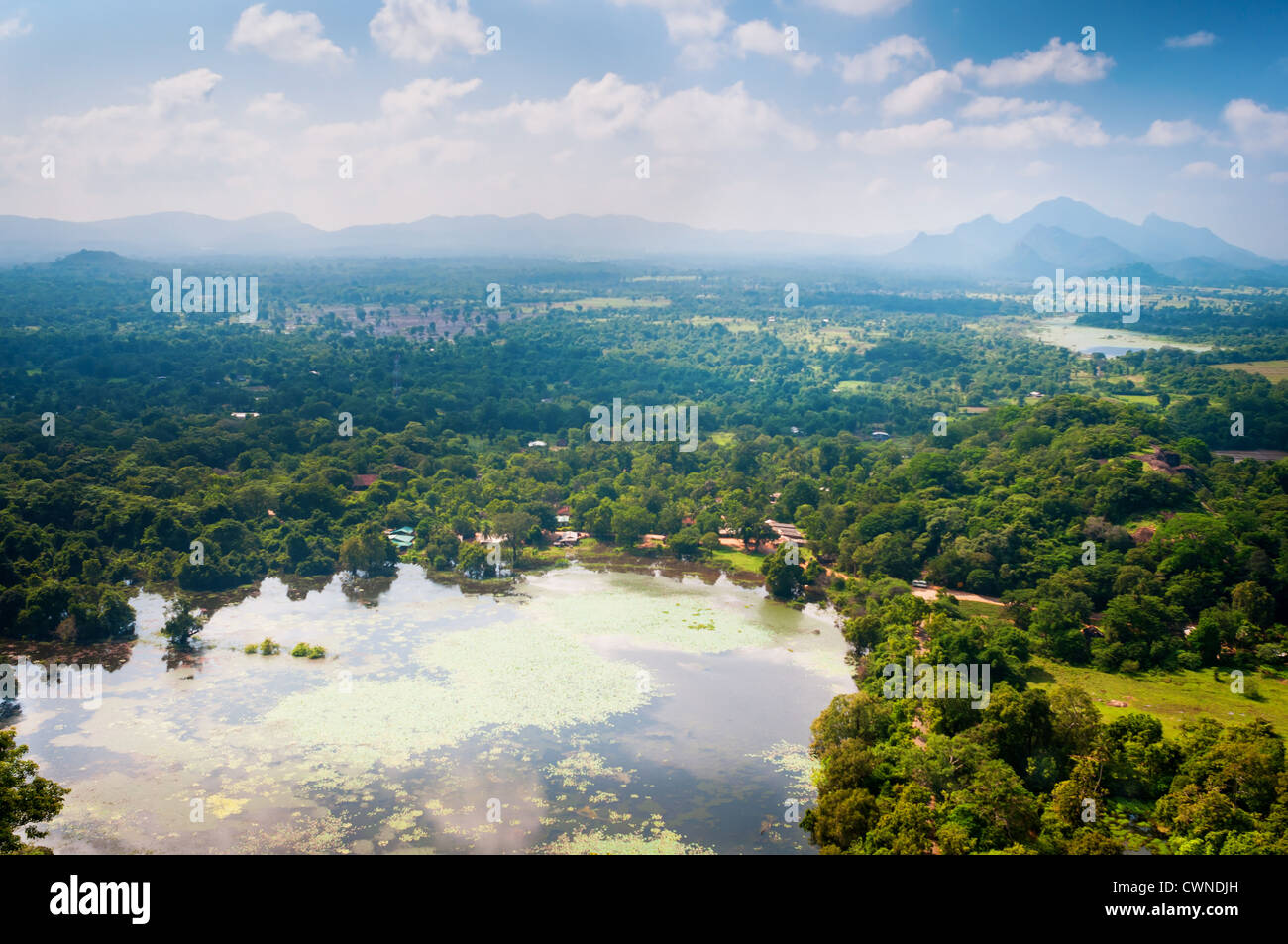 Dans la partie centrale de la vallée du Sri Lanka, l'île vue depuis le rocher du Lion de Sigiriya Banque D'Images