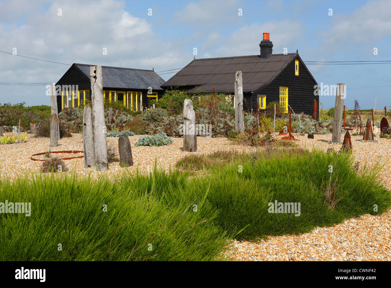 Prospect Cottage, Dungeness, la maison de feu Derek Jarman, artiste et réalisateur, Kent, Angleterre, Royaume-Uni, GB Banque D'Images
