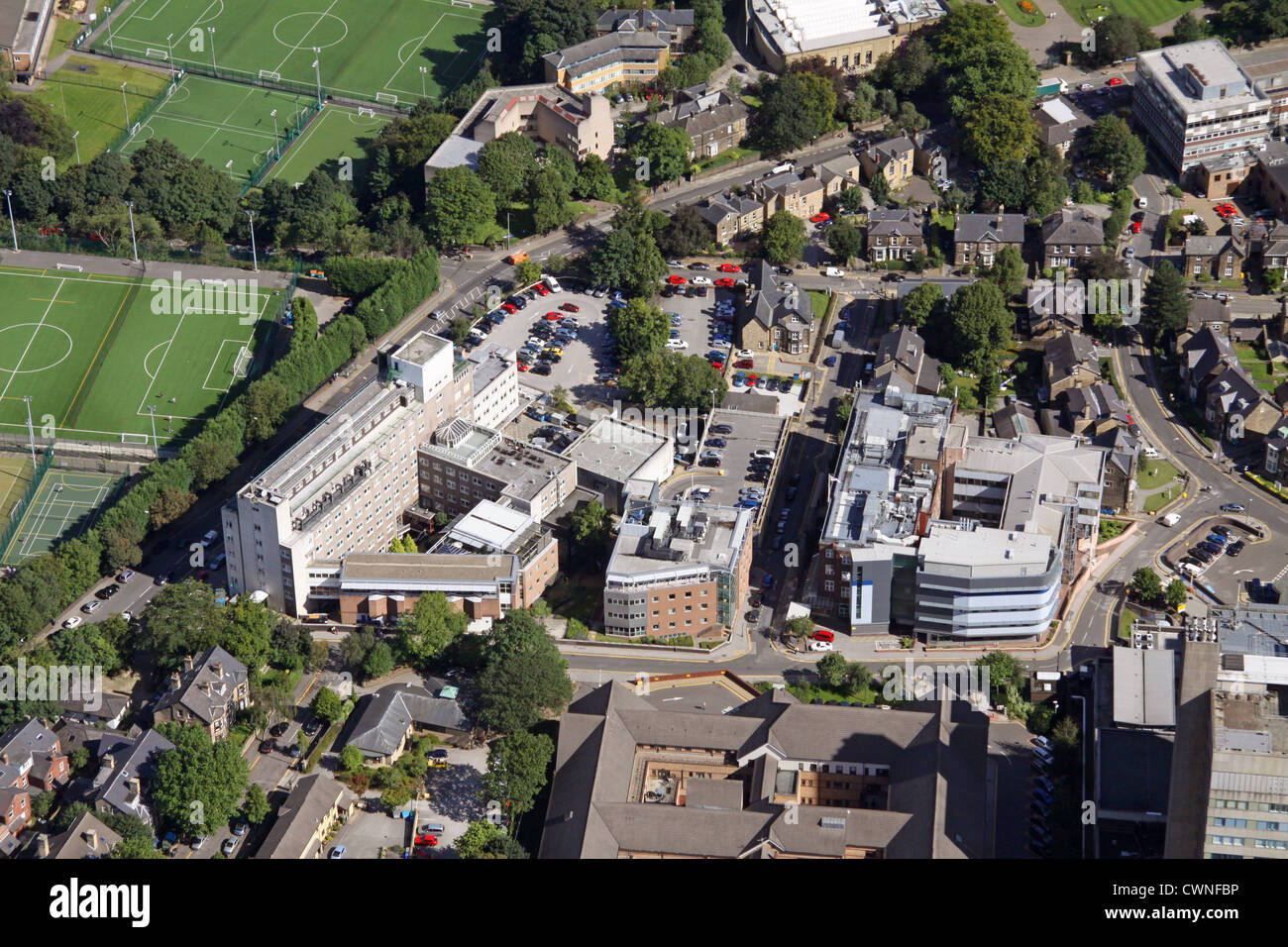 Vue aérienne de Weston Park et l'Hôpital Charles Clifford Dental Hospital, Whitham, Sheffield Banque D'Images
