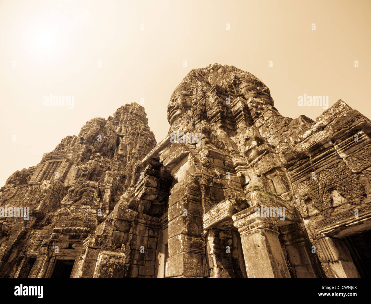 Temple Bayon Cambodge Banque D'Images