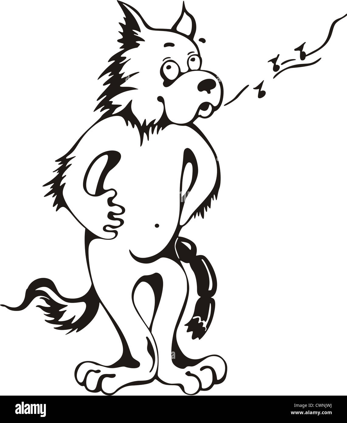 Chien De Sifflement Dessiné Dans Un Style Cartoon Et