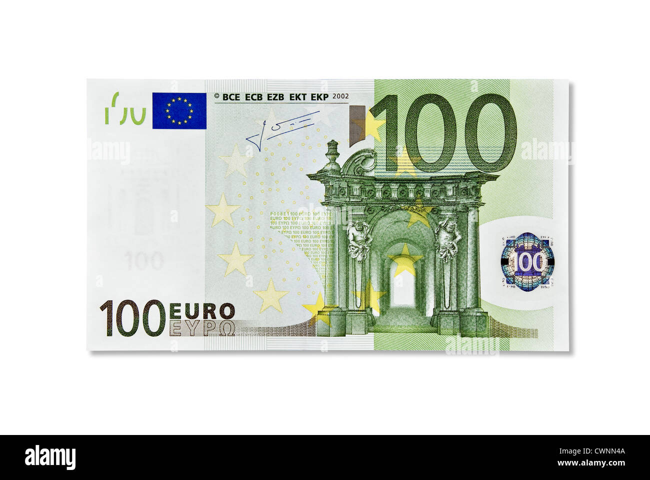 Un billet de 100 euros, une centaine d'Euro, monnaie européenne, isolé sur  fond blanc 100 Photo Stock - Alamy