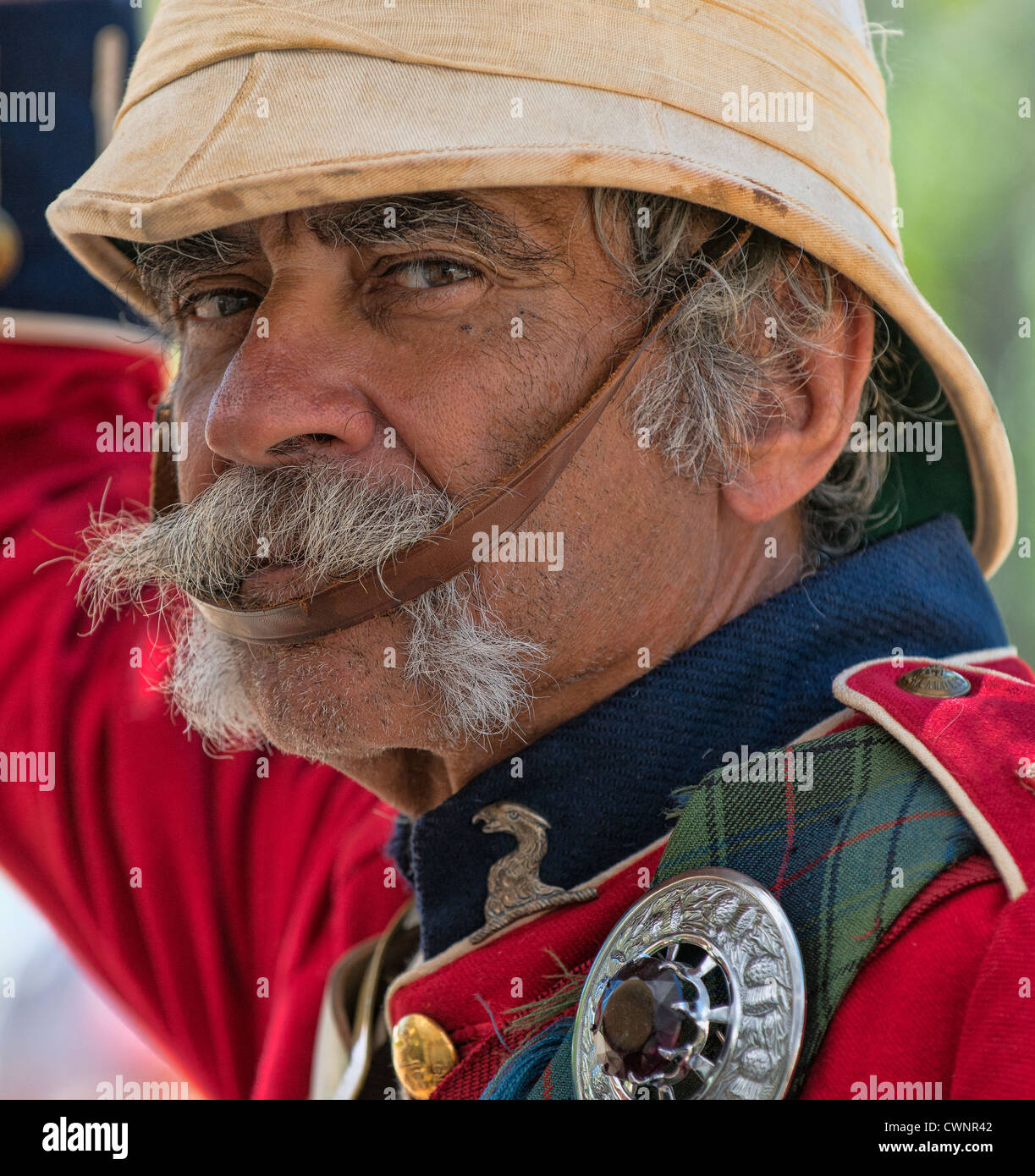 Victorian Scotsman Leonard Davidson en uniforme à une reconstitution de la guerre civile sur 9/2/2012 à Huntington Beach, en Californie. Banque D'Images