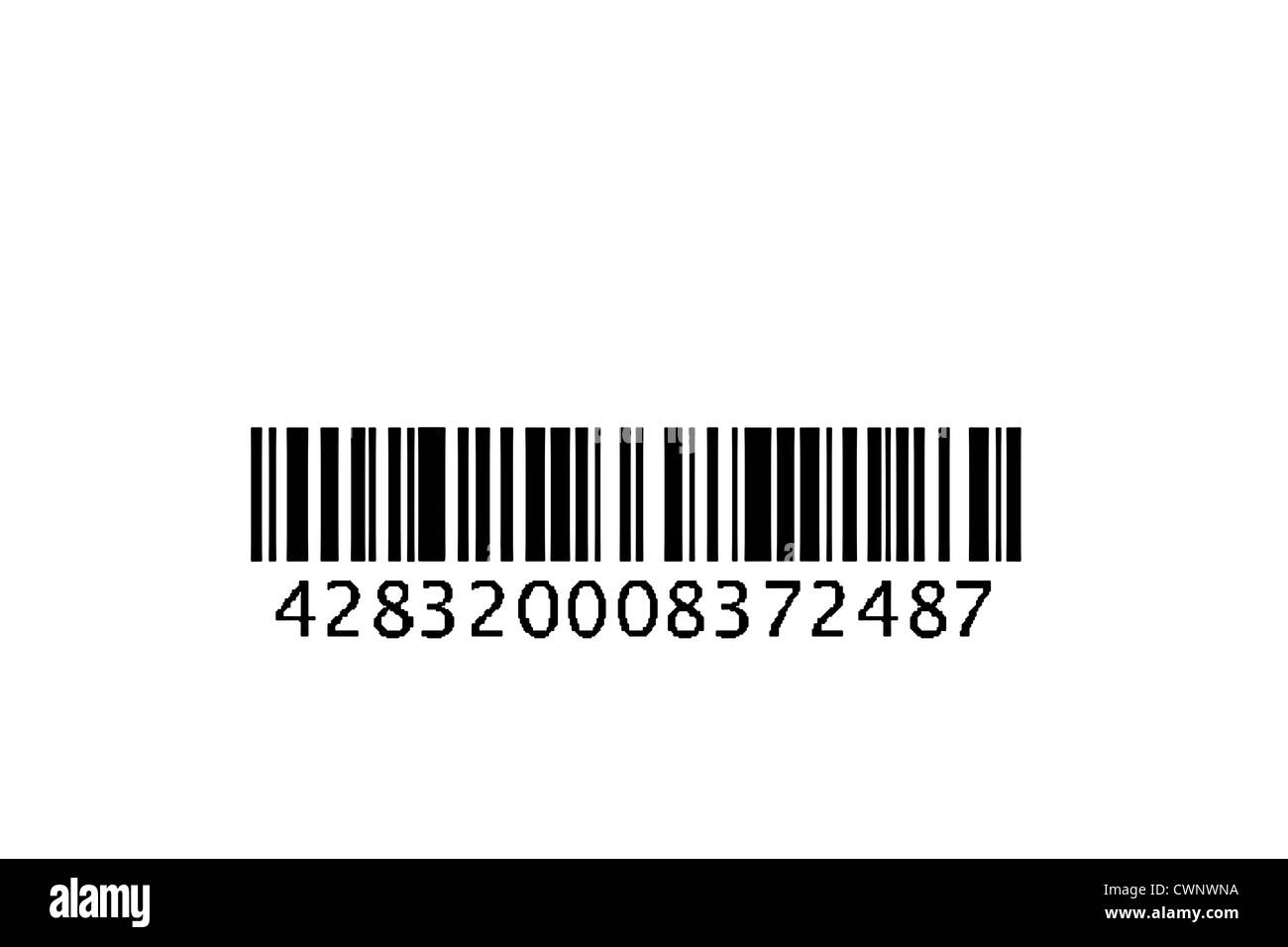 Cut Out. Code-barres UPC sur fond blanc. Banque D'Images