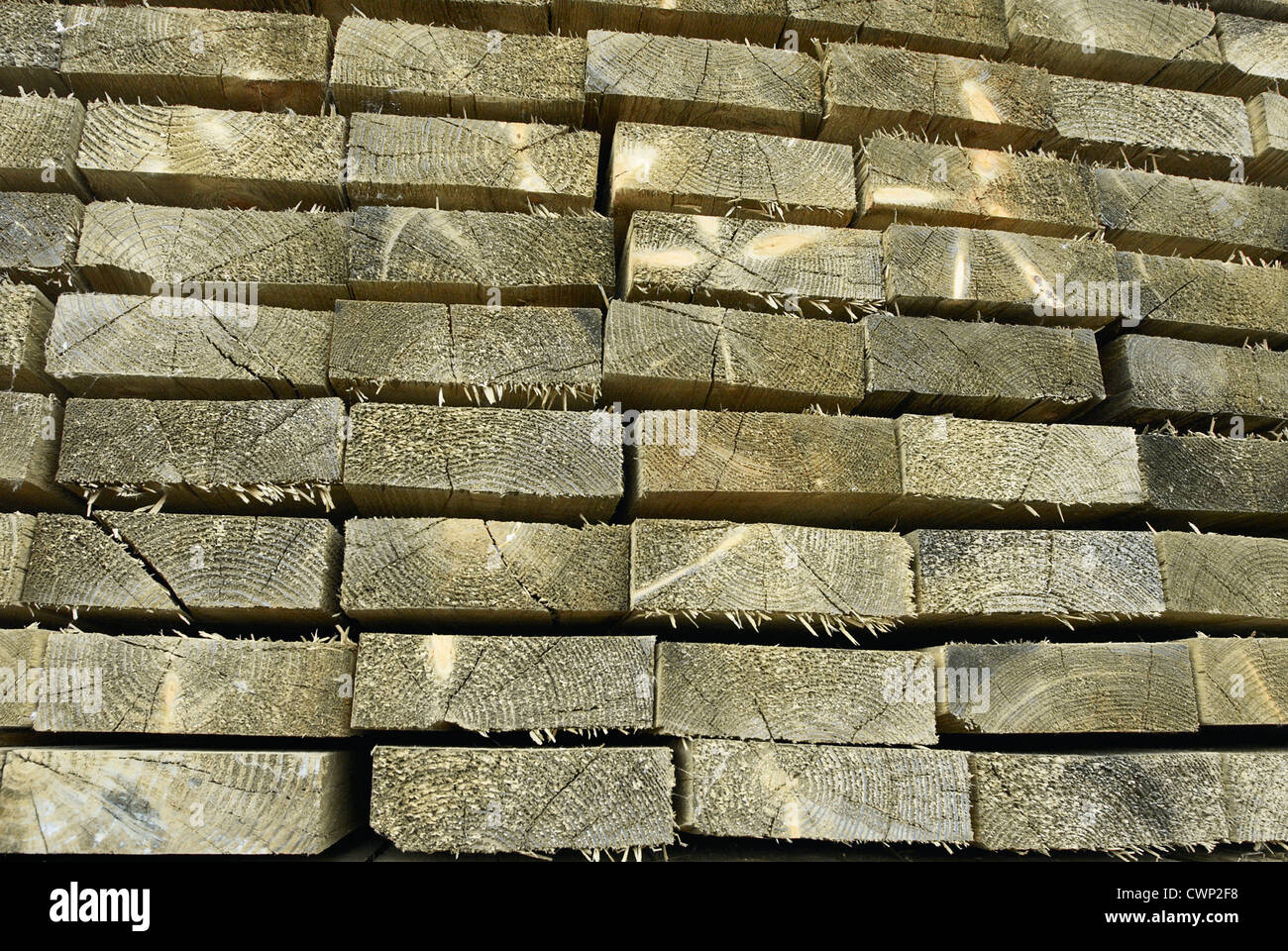 L'aggloméré de bois empilés dans l'entrepôt de la marine marchande. Banque D'Images