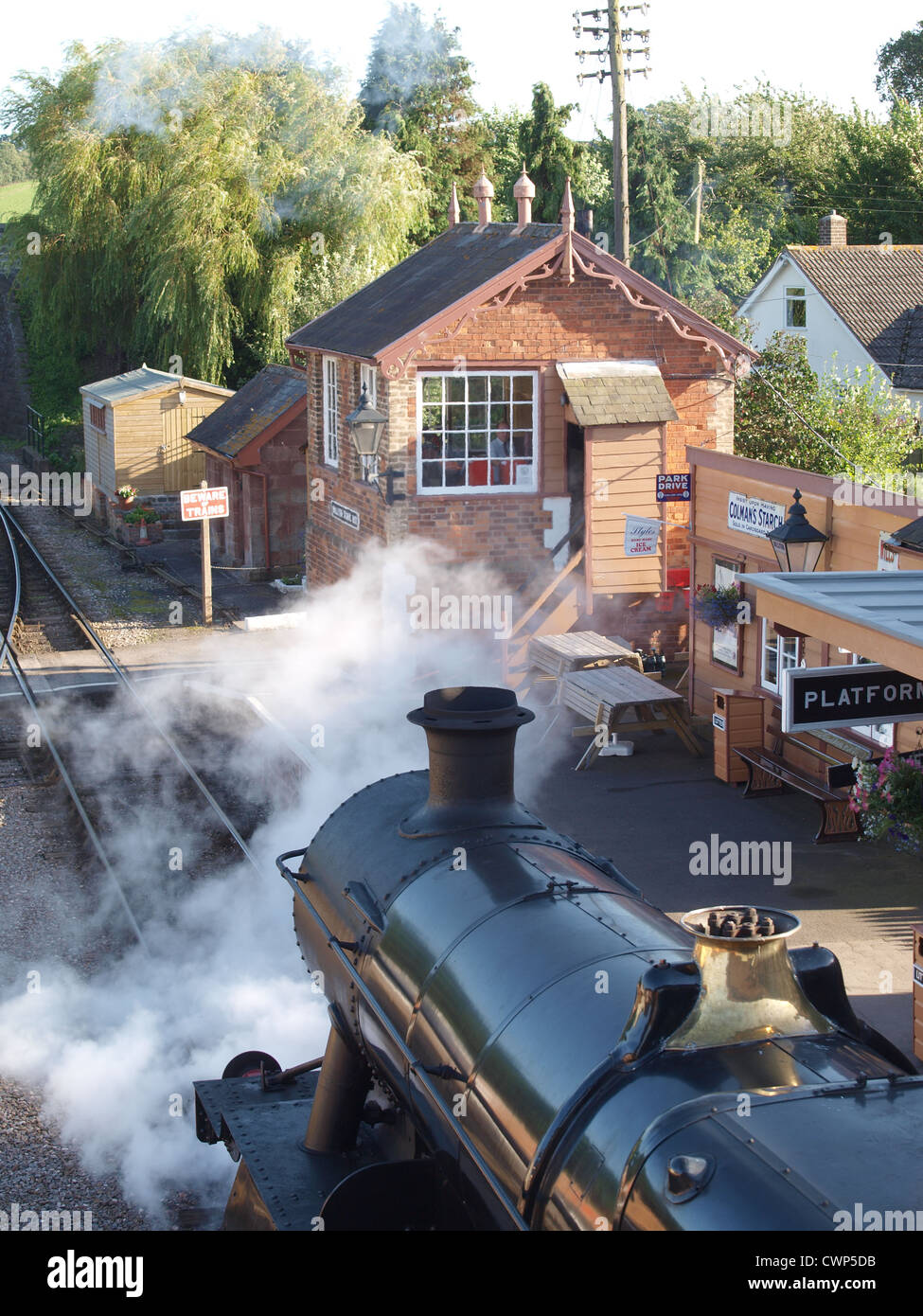 Locomotive vapeur à Williton Station. West Somerset Steam Railway. UK Banque D'Images