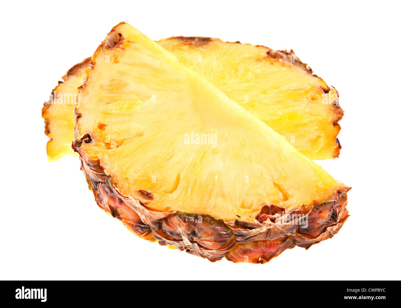 Coupe de fruits ananas isolated on white Banque D'Images