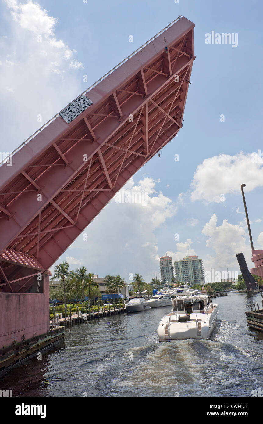 Andrews Avenue Pont sur la New River, Fort Lauderdale, Floride. Banque D'Images