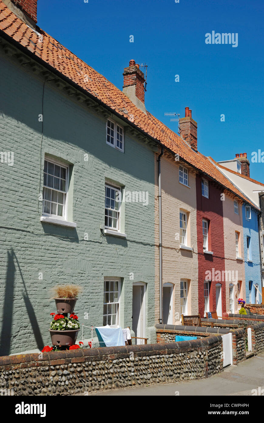 Maisons mitoyennes à Cromer, Norfolk, Angleterre. Banque D'Images