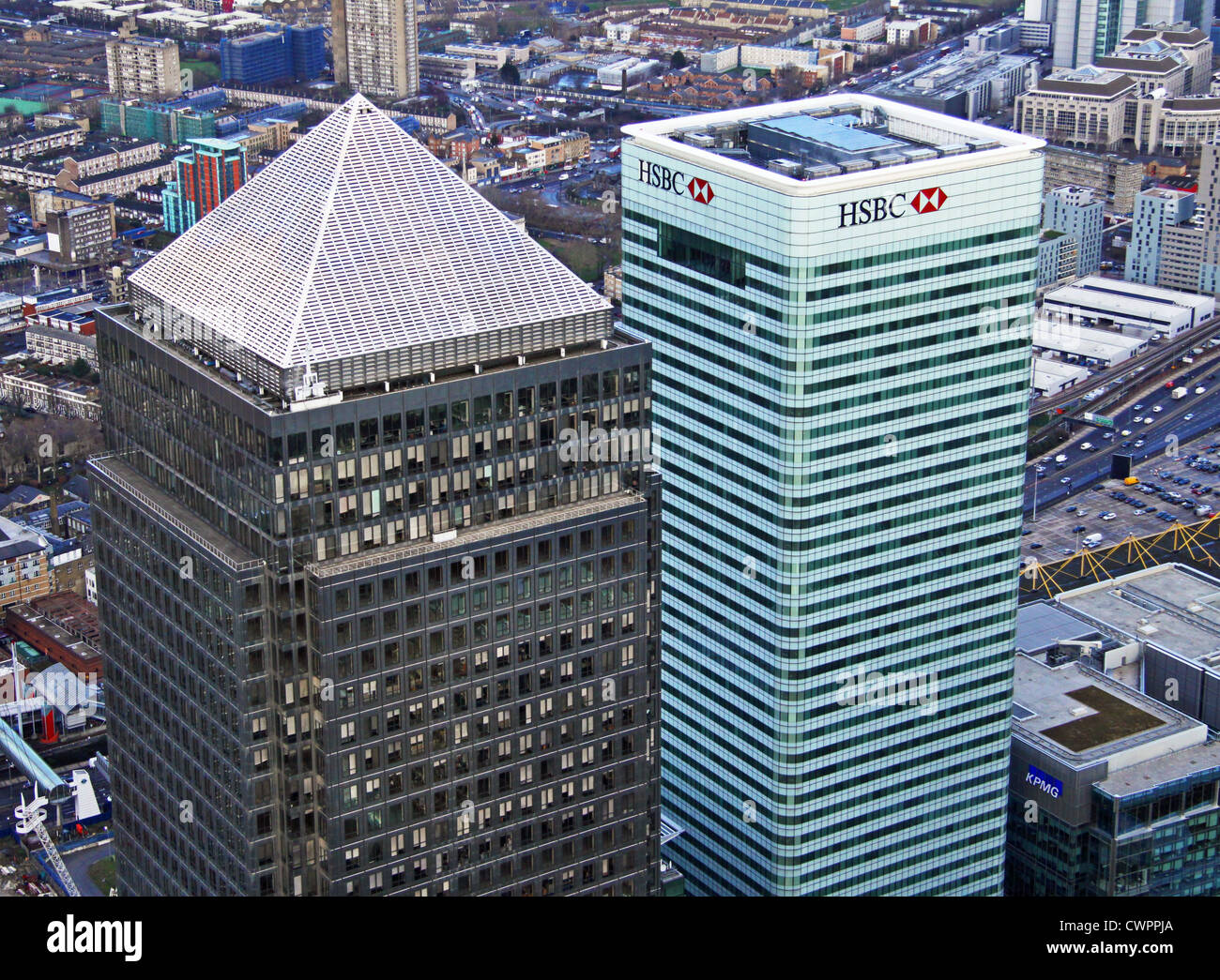 Vue aérienne de Canary Wharf, de l'Est Londres E14 Banque D'Images
