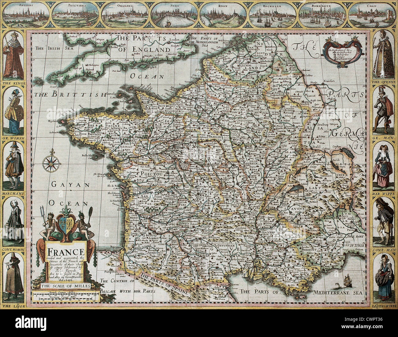 Ancienne carte de France Banque D'Images