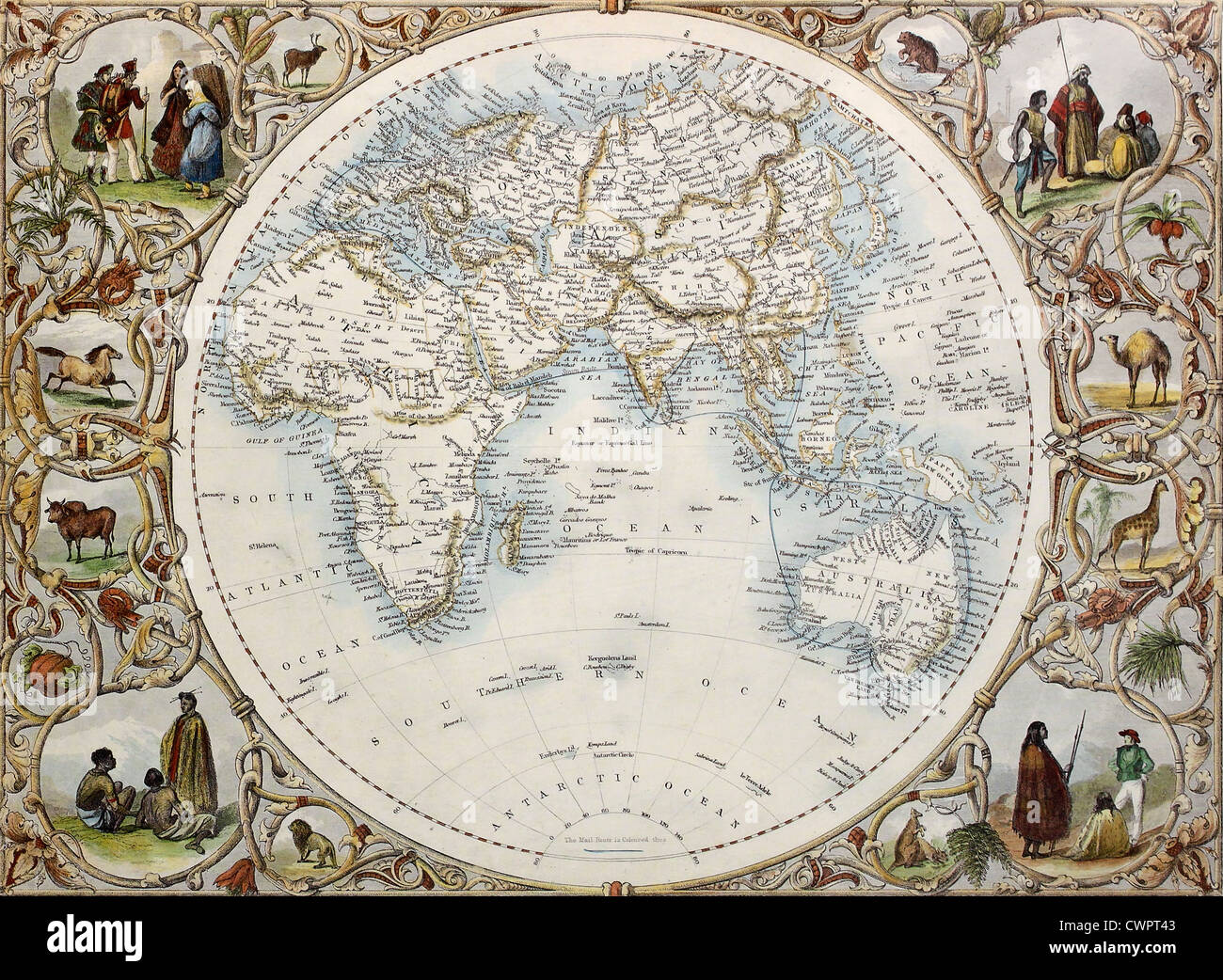 Ancienne carte d'Hémisphère orienta Banque D'Images