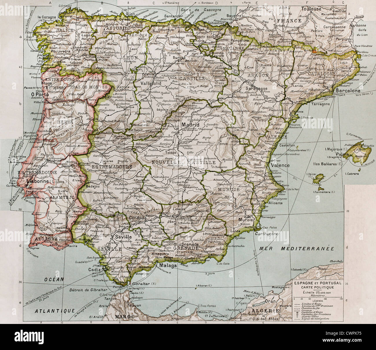 Carte Politique De L Espagne Et Le Portugal Photo Stock Alamy