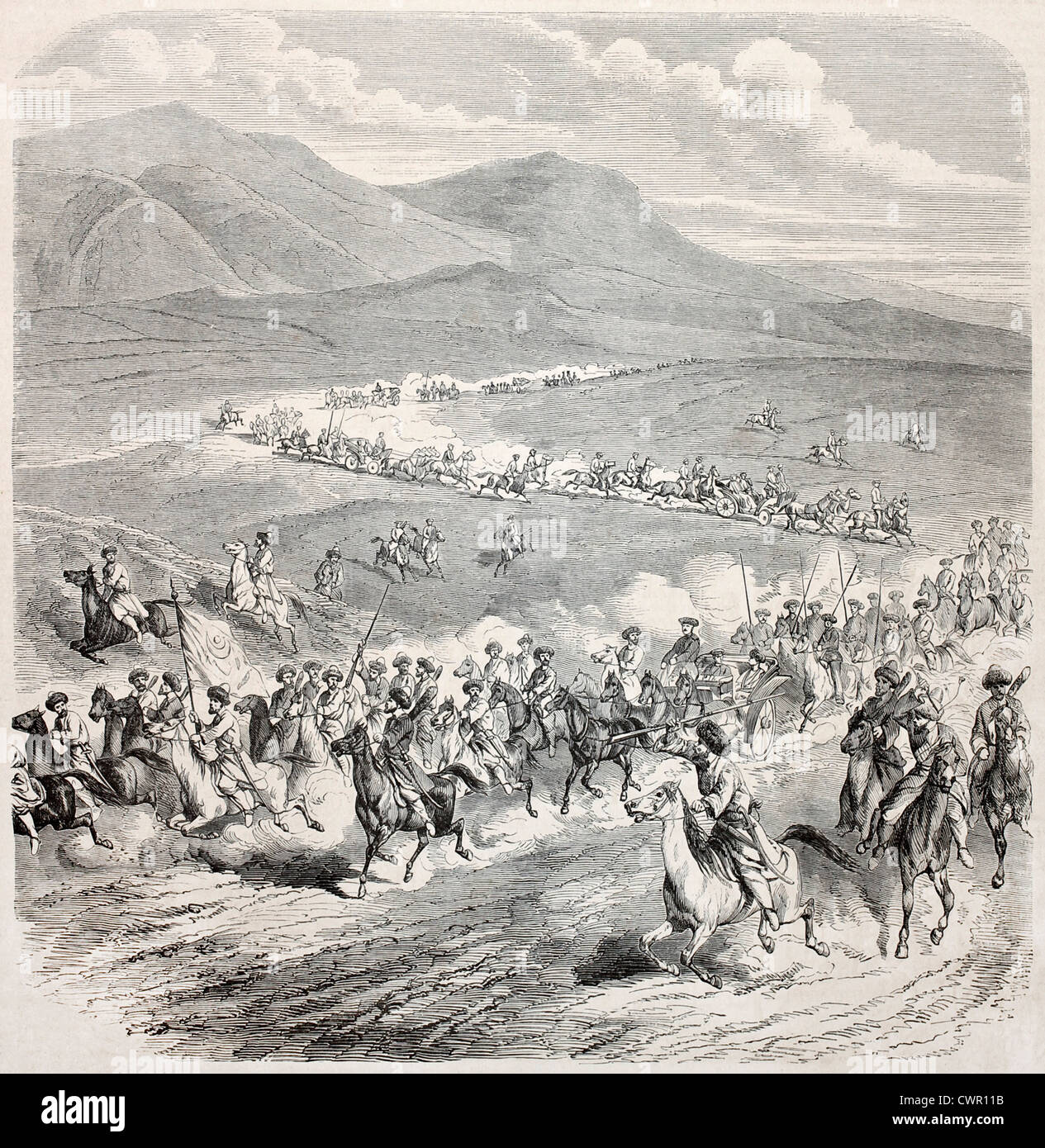 Voyage caravane pendant guerre du Caucase Banque D'Images