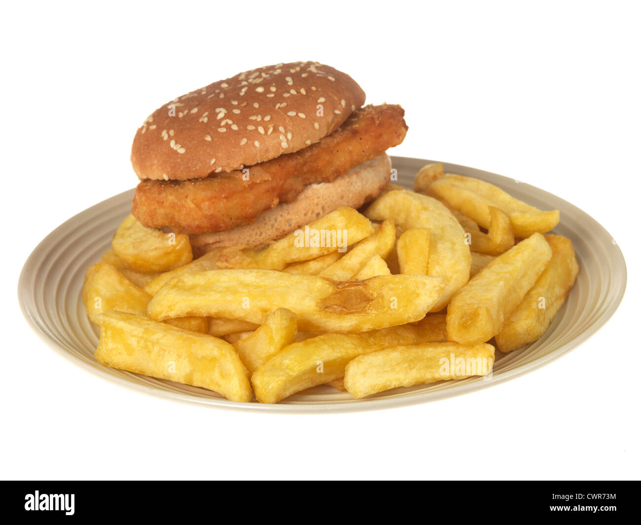 Poulet frit et chips Banque d'images détourées Alamy